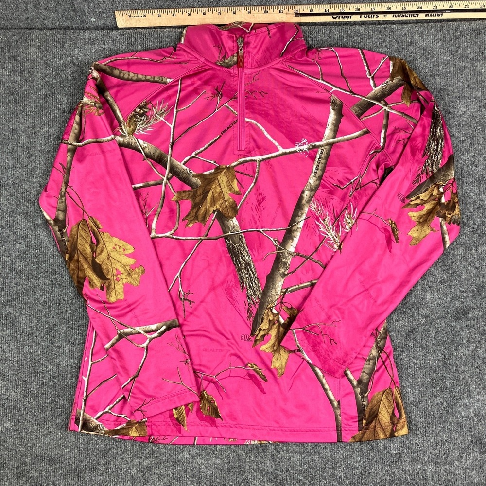 Legendary‎ Top Womens L Pink Camo Quarter Zip Long Sleeve Outdoor Shirt
